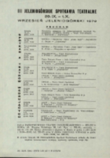 III Jeleniogórskie Spotkania Teatralne : 29.IX.-1.X. : Wrzesień Jeleniogórski 1972 - program [Dokument życia społecznego]