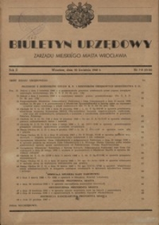 Biuletyn Urzędowy Zarządu Miejskiego Miasta Wrocławia, R. 2, 1948, nr 7/8 (15-16) [30 kwietnia]