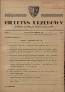 Biuletyn Urzędowy Zarządu Miejskiego Miasta Wrocławia, R. 3, 1949, nr 4 [30 kwietnia]