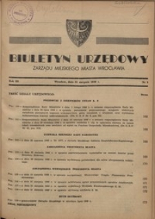 Biuletyn Urzędowy Zarządu Miejskiego Miasta Wrocławia, R. 3, 1949, nr 8 [31 sierpnia]