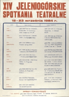 XIV Jeleniog&oacute;rskie Spotkania Teatralne - afisz [Dokument życia społecznego]