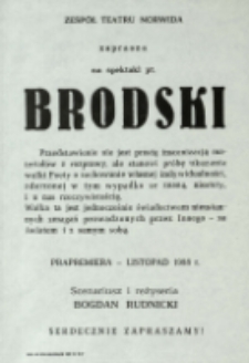 Brodski - afisz [Dokument życia społecznego]