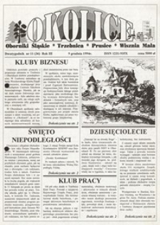 Okolice : Oborniki Śląskie, Trzebnica, Prusice, Wisznia Mała, 1994, nr 11 (36) [9.12]