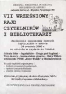 VII Wrześniowy Rajd Czytelników i Bibliotekarzy - afisz [Dokument życia społecznego]