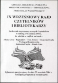 IX Wrześniowy Rajd Czytelników i Bibliotekarzy - afisz [Dokument życia społecznego]