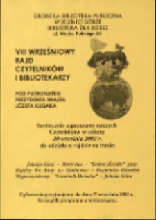 VIII Wrześniowy Rajd Czytelników i Bibliotekarzy - afisz [Dokument życia społecznego]