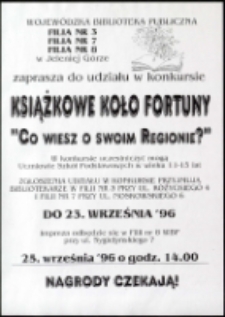 Książkowe koło fortuny : co wiesz o swoim regionie? - afisz [Dokument życia społecznego]