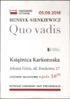Narodowe Czytanie Quo vadis - afisz [Dokument życia społecznego]