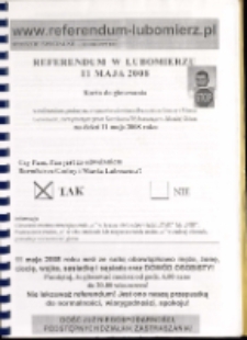 [Sami Swoi Bis : miesięcznik lokalny Lubomierza] : www.referendum-lubomierz.pl : wydanie specjalne - sponsorowane, 2008, nr 177