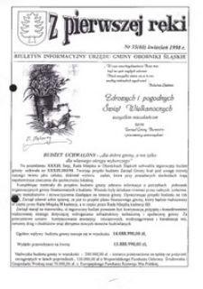 Z Pierwszej Ręki : biuletyn informacyjny Urzędu Gminy Oborniki Śląskie, 1998, nr 35 (60)