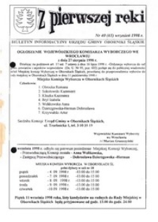 Z Pierwszej Ręki : biuletyn informacyjny Urzędu Gminy Oborniki Śląskie, 1998, nr 40 (65)