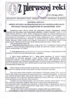Z Pierwszej Ręki : biuletyn informacyjny Urzędu Gminy Oborniki Śląskie, 1999, nr 45 (70)