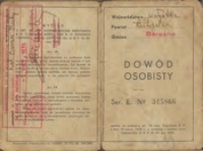 Dowód osobisty Władysławy Gajewskiej wydany 20 września 1938 roku w Bereznem, powiat Kostopolski Wołyń