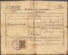 Świadectwo metrykalne o urodzeniu (wypis aktu urodzenia) Władysławy Lisieckiej (ur. 28 września 1902 r.) z 14.10.1930 r.