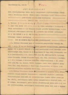 Wypis aktu notarialnego zrzeczenia się własności nieruchomości wchodzącej w skład gospodarstwa rolnego przez Tadeusza Skowronka i jego żonę Adelę Skowronek z 19 marca 1958 r.