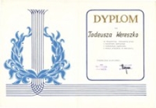 Dyplom - podziękowanie Dyrekcji Rejonu Przewozów Kolejowych we Wrocławiu dla Tadeusza Wereszki za długoletnią nienaganną pracę z okazji przejścia na emeryturę, 27.07.1984 r.