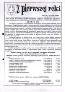 Z Pierwszej Ręki : biuletyn informacyjny Urzędu Gminy Oborniki Śląskie, 2000, nr 1 (81)