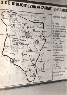 Tablica z siecią biblioteczną w gminie Oborniki Śląskie - plansza przygotowana przed jubileuszem 30-lecia instytucji, 1979 r. [Dokument ikonograficzny]