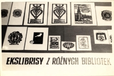 Lekcja biblioteczna prowadzona przez Małgorzatę Pendyk w Bibliotece im. J. Iwaszkiewicza w Obornikach Śląskich, wystawa ekslibrisów, wrzesień 1985 r. [Dokument ikonograficzny]
