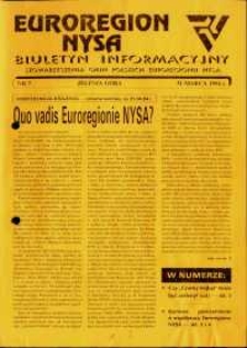 Euroregion Nysa : biuletyn informacyjny Stowarzyszenia Gmin Polskich Euroregionu Nysa, 1994, nr 7