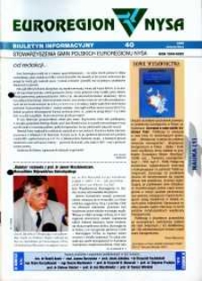Euroregion Nysa : biuletyn informacyjny Stowarzyszenia Gmin Polskich Euroregionu Nysa, 1999, nr 40