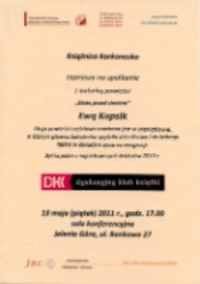 Spotkanie z autorką powieści "Uciec przed cieniem" Ewą Kopsik - afisz [Dokument życia społecznego]