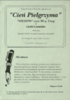 Cień pielgrzyma "Dziad&oacute;w" część III-ej Ustęp i "Liryki lozańskie" - ulotka [Dokument życia społecznego]