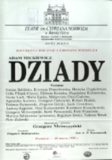 Dziady - afisz premierowy [Dokument życia społecznego]