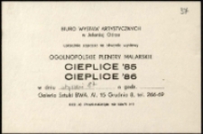 Cieplice 1985,1986. Ogólnopolskie Plenery Malarskie - zaproszenie [Dokumenty życia społecznego]