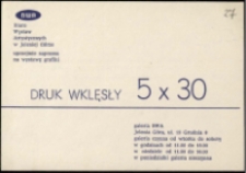 Druk wklęsły 5x30 - zaproszenie [Dokumenty życia społecznego]