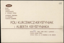 Pola Kurcewicz-Krystyniak, Albert Krystyniak - zaproszenie [Dokumenty życia społecznego]