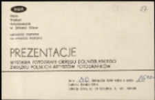 Prezentacje. Wystawa fotografii Okręgu Dolnośląskiego Związku Polskich Artystów Fotografików - zaproszenie [Dokumenty życia społecznego]