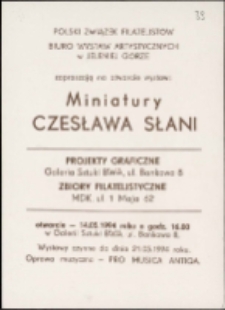 Miniatury Czesława Słani - zaproszenie [Dokumenty życia społecznego]