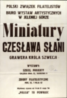 Miniatury Czesława Słani - afisz [Dokumenty życia społecznego]