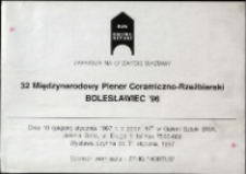 32 Międzynarodowy Plener Ceramiczno-Rzeźbiarski - Bolesławiec '96 - afisz [Dokumeny życia społecznego]