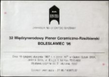 32 Międzynarodowy Plener Ceramiczno-Rzeźbiarski - Bolesławiec '96 - afisz [Dokument życia społecznego]