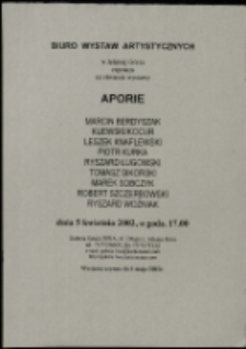 Aporie - zaproszenie [Dokument życia społecznego]