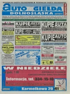 Auto Giełda Dolnośląska : regionalna gazeta ogłoszeniowa, 2001, nr 103 (831) [11.12]