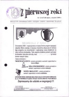 Z Pierwszej Ręki : biuletyn informacyjny Urzędu Gminy Oborniki Śląskie, 2000, nr 7/8 (87-88)