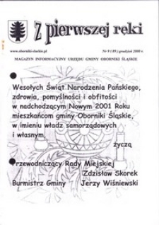 Z Pierwszej Ręki : biuletyn informacyjny Urzędu Gminy Oborniki Śląskie, 2000, nr 9 (89)