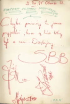 Autografy Zespołu SBB: J&oacute;zefa Skrzeka, Apostolisa &bdquo;Lakis&rdquo; Anthimosa, Jerzego &bdquo;Keta&rdquo; Piotrowskiego, 3.12.1975 r. [Dokument ikonograficzny]