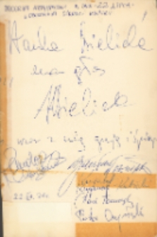 Autograf Hanki Bielickiej po występie z okazji 32. rocznicy manifestu lipcowego w sali widowiskowej Obornickiego Ośrodka Kultury , 22.07.1976 r. (fot. 6) [Dokument ikonograficzny]