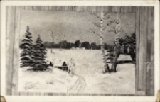 Reprodukcja fotograficzna obrazu nieznanego artysty-amatora „Pejzaż zimowy”, zaprezentowana na zajęciach w Obornickim Ośrodku Kultury, 3.10.1977 r. [Dokument ikonograficzny]