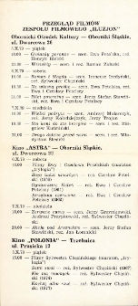 Program Przeglądu Filmów Zespołu Filmowego „Iluzjon” podczas IV Obornickich Spotkań Filmowo-Literackich, 5-7.10.1979 r.
