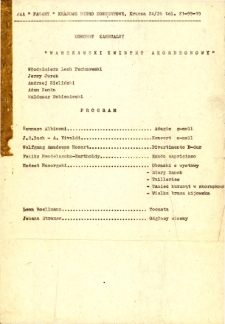 Program koncertu kameralnego koncertu Kwintetu Akordeonowego, 19.05.1980 r.