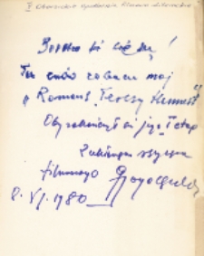 Autograf Ignacego Gogolewskiego udzielony podczas V Obornickich Spotkań Filmowo-Literackich, 8.06.1980 r. [Dokument ikonograficzny]