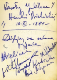Autograf Hanki Bielickiej udzielony po występie w Obornickim Ośrodku Kultury, 10.11.1981 r. [Dokument ikonograficzny]