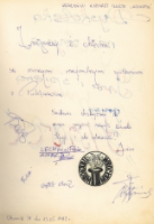 Autografy członków Wrocławskiego Kabaretu Iluzji „Wrokabil” po występie w Obornickim Ośrodku Kultury, 13.05.1982 r. [Dokument ikonograficzny]