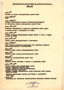Maszynopis programu imprez pierwszomajowych w Obornikach Śląskich, przygotowanego przez Halinę Pietrzak, dyrektor Obornickiego Ośrodka Kultury, 1.05.1984 r.