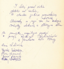 Autografy rodziny Linkiewiczów z Janikowa koło Oławy: Anny, Zbyszka, Marii, Jolanty i Andrzeja, 5.11.1984 r. [Dokument ikonograficzny]